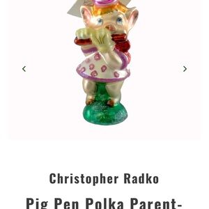 Christopher Radko Pink and Green Pig Ornament